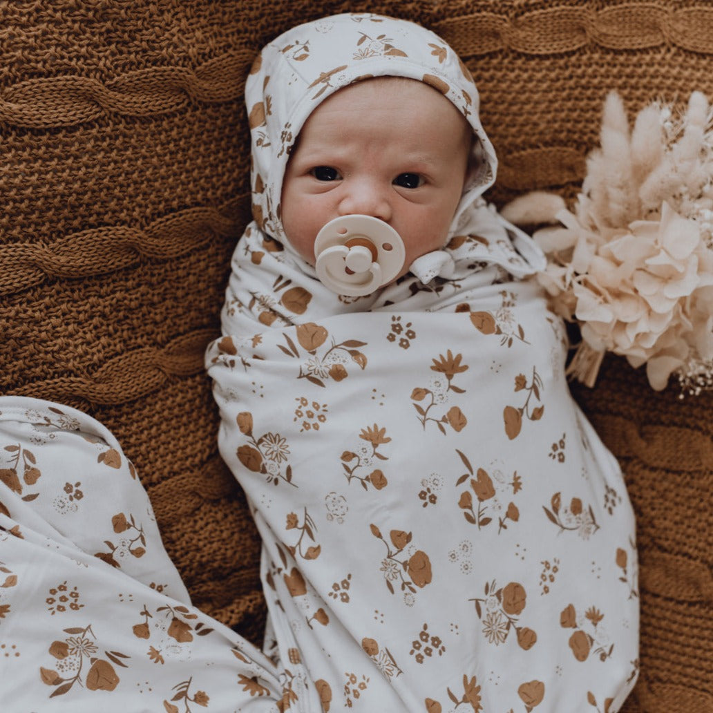 Desert Daisy Bamboo Jersey Swaddle Wrap larger print Luna s Treasures