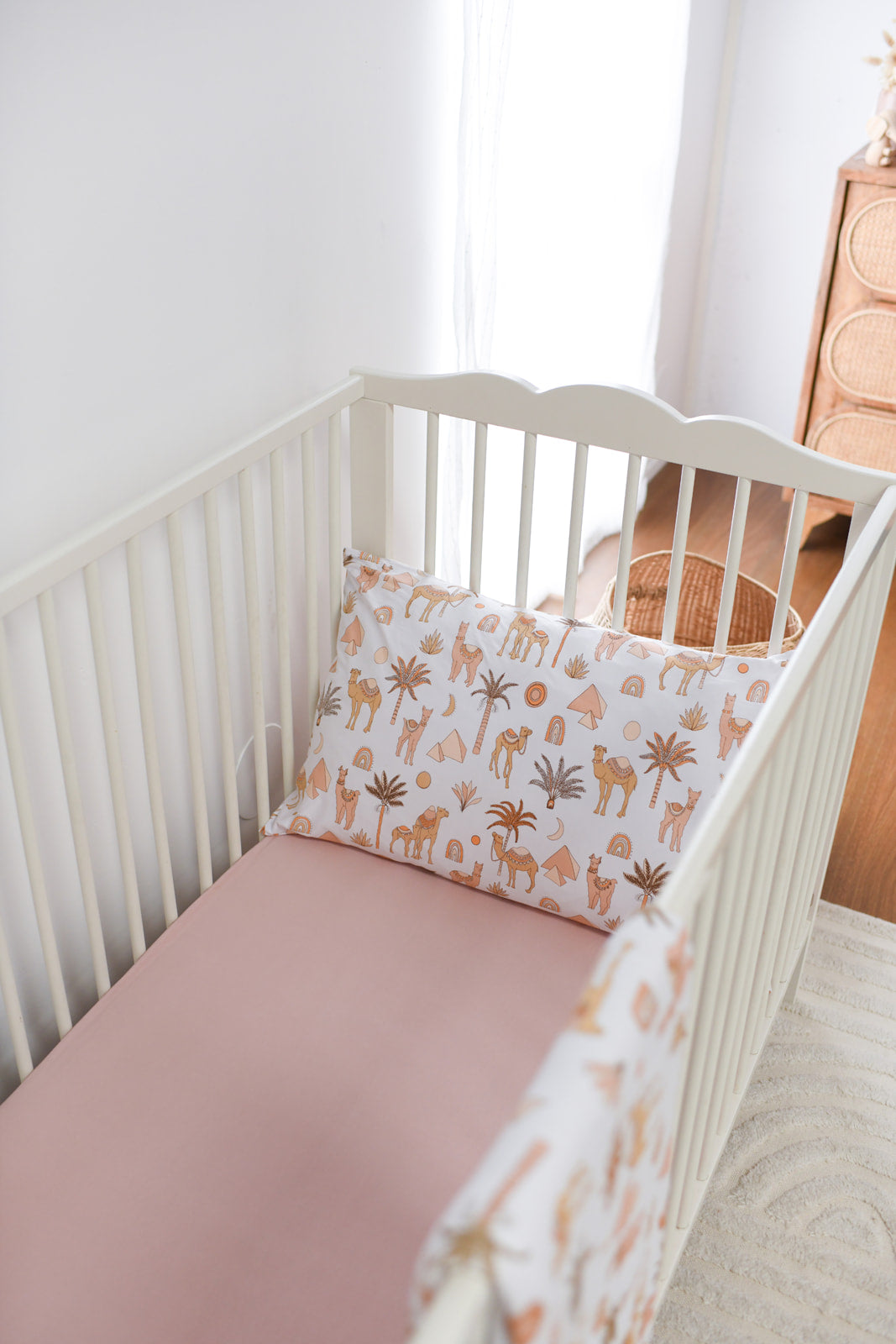 Dusky pink cot bedding online